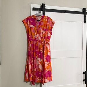 Floral Pink and Orange Cotton  Dress